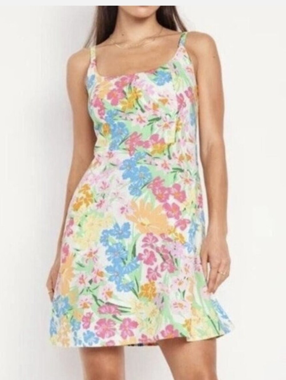 Old Navy Pastel Floral Linen Blend Sleeveless Cami Mini Dress Size XS